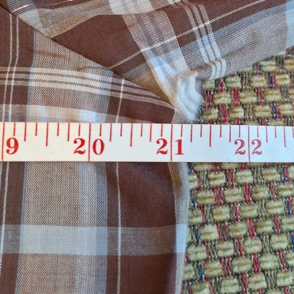 LeviStrauss & Company Brown Plaid Long Sleeve Shirt With Shimmery Gold Threading - Picture 11 of 14